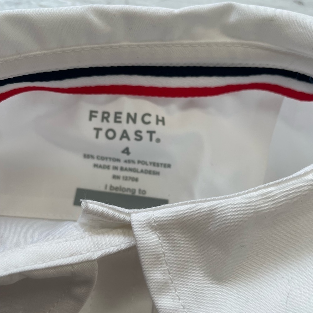 French Toast Girl's Short Sleeve Peter Pan Collar Blouse White 4 - Picture 5 of 6
